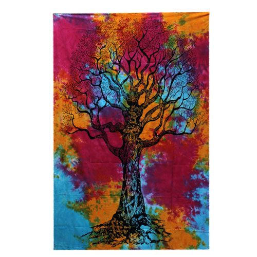 Single Cotton Bedspread and Wall Hanging - Winter Tree AW-Dropship