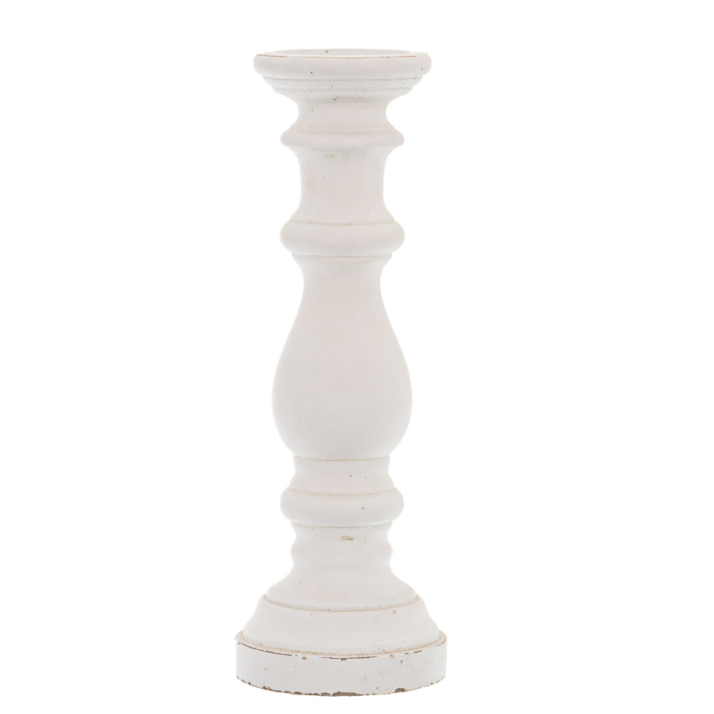 Matt White Large Ceramic Column Candle Holder WHITE CERAMIC Shades 4 Seasons