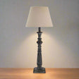 Shades 4 Seasons Rustic Column Table Lamp with Fabric Shade BROWN WOOD Shades 4 Seasons