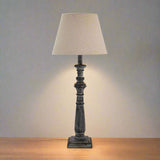 Shades 4 Seasons Rustic Column Table Lamp with Fabric Shade BROWN WOOD Shades 4 Seasons
