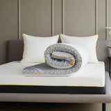 Brightr Sleep Mattress Topper with Grey Pattern and Soft Foam for Added Comfort