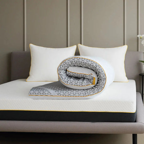 Brightr Sleep Mattress Topper with Grey Pattern and Soft Foam for Added Comfort