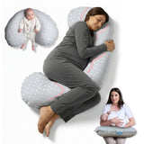 BellaMoon 3-in-1 Comfort Pillow for maternity, nursing, and baby support with polka dot design