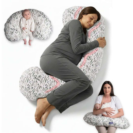 BellaMoon 3-in-1 Comfort Pillow for Pregnancy, Nursing and Baby Support with Floral Design