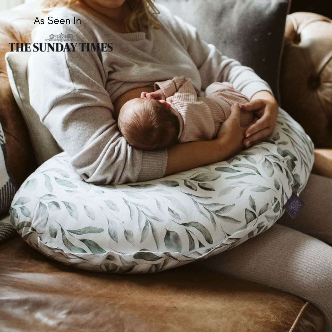 BellaMoon 3-in-1 Comfort Pillow for breastfeeding and baby support with floral design