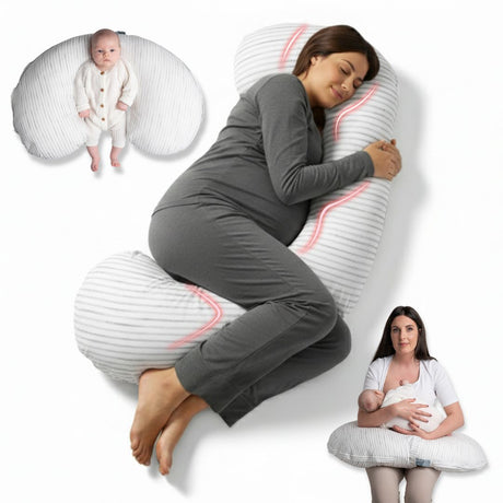 BellaMoon 3-in-1 Comfort Pillow for pregnancy, nursing, and baby support with versatile design