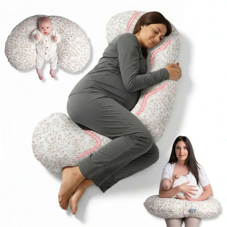 BellaMoon 3-in-1 Comfort Pillow for pregnancy, nursing and relaxation with floral design