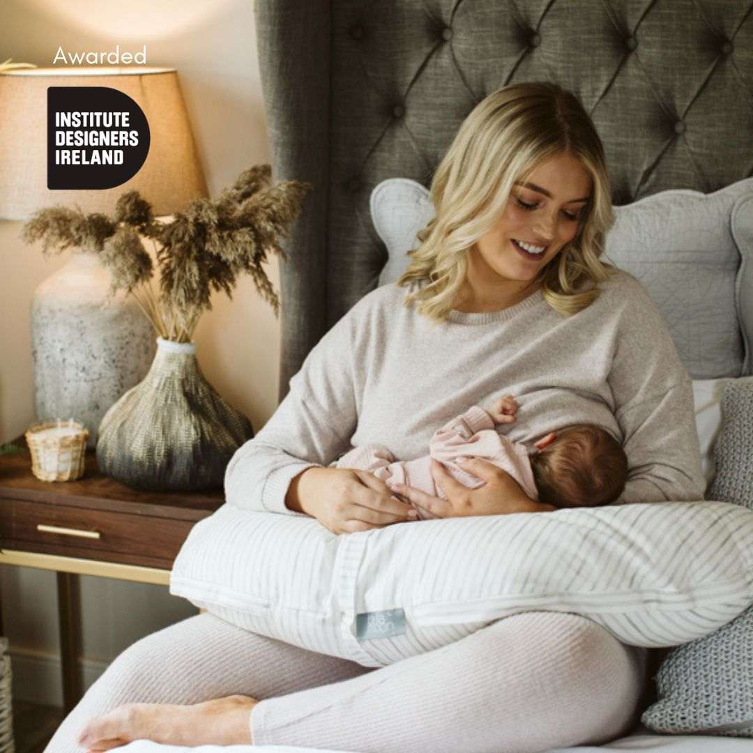 BellaMoon 3-in-1 Comfort Pillow for nursing, support, and relaxation with a mother and baby