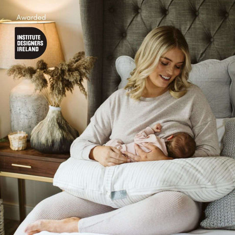 BellaMoon 3-in-1 Comfort Pillow for nursing, support, and relaxation with a mother and baby