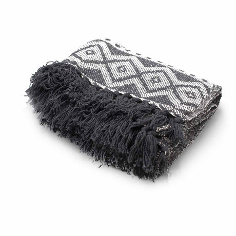 Boho Comfort Throws - 125x150cm - Grey Geometric AW-Dropship