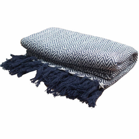 Boho Comfort Throws - 125x150cm - Navy Zigzag AW-Dropship
