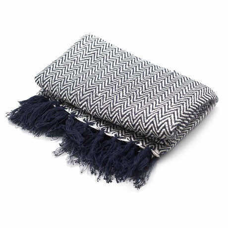 Boho Comfort Throws - 125x150cm - Navy Zigzag AW-Dropship