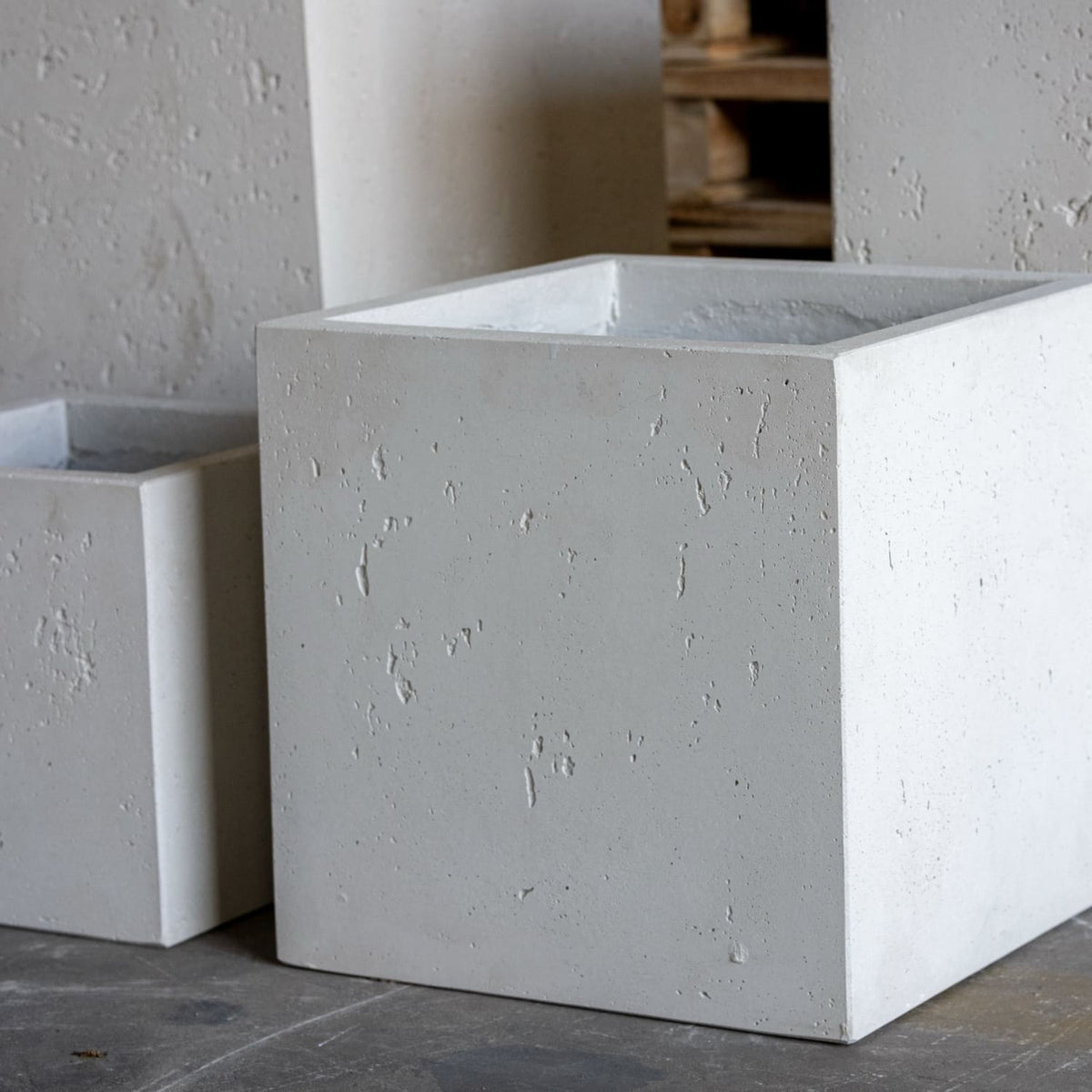 Jobu Home Concrete Planter in a minimalist square design, perfect for modern indoor plants