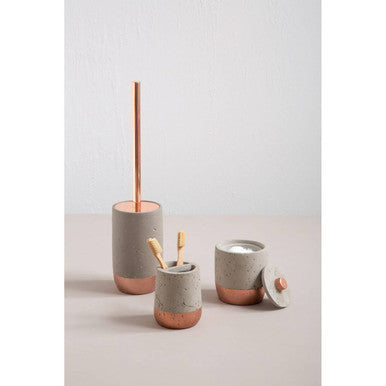 Orsina stylish Toilet Brush set in grey and rose gold ceramic for modern bathrooms