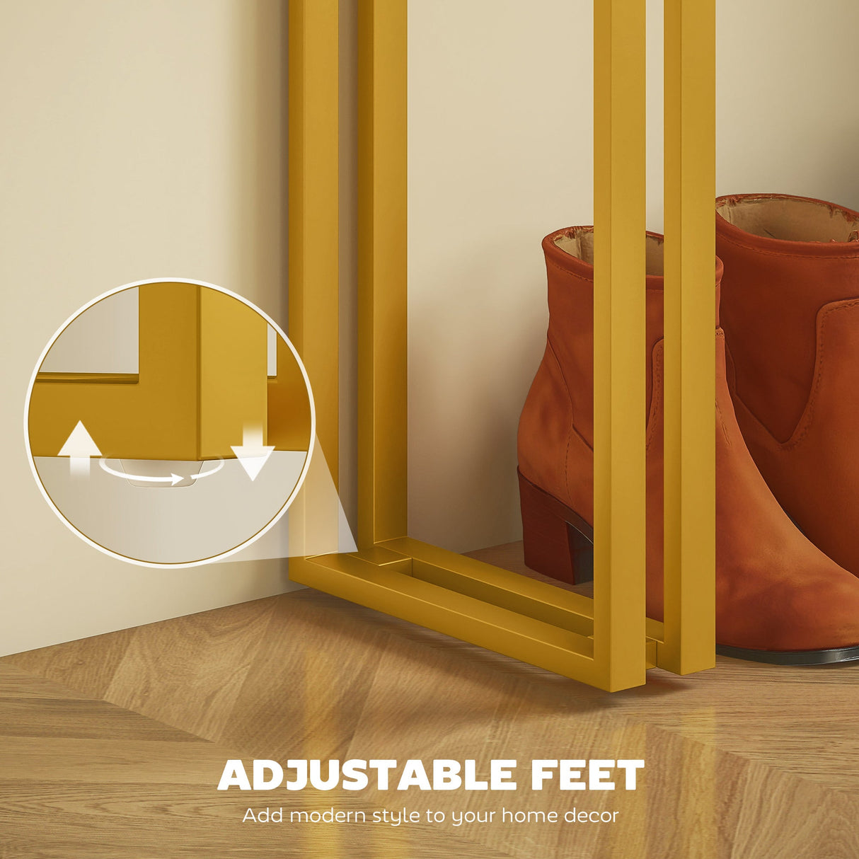 Wise Galleria Console Table featuring adjustable feet for enhanced home decor versatility
