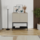 Decortie Console Table in Beige with Black Legs for Modern Living Room Decor