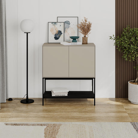 Decortie Console Table in Beige with Black Legs for Modern Living Room Decor