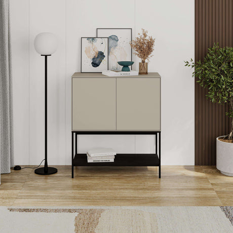 Decortie Console Table in Beige with Black Legs for Modern Living Room Decor