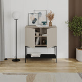 Modern Decortie Console Table with stylish curved doors and open shelving for contemporary interiors