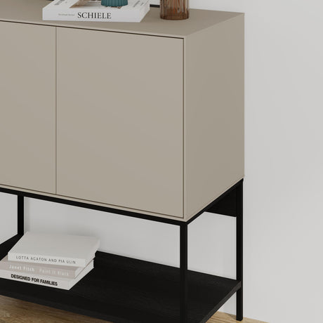 Decortie Console Table with Two Doors and Lower Shelf for Stylish Storage in Neutral Finish