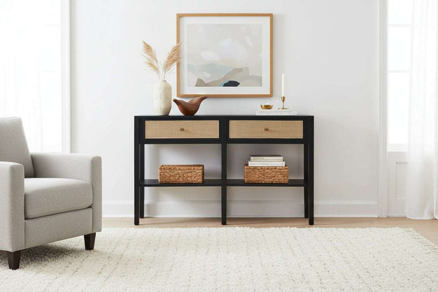 Orsina Console Table with Two Drawers and Open Shelves for Stylish Home Decor