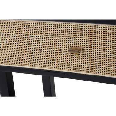 Orsina Console Table featuring a stylish rattan drawer front for elegant storage solutions