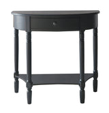 Orsina Console Table in black wood with a single drawer and shelf, perfect for entryways