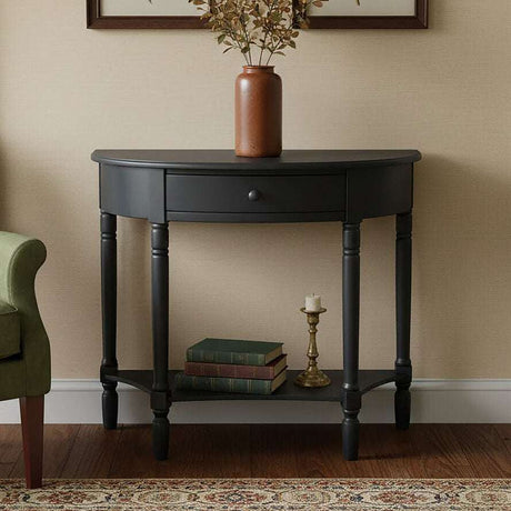 Orsina Console Table with a single drawer and elegant turned legs, perfect for hallways or living spaces