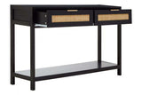 Orsina Console Table with Two Drawers and Open Storage Shelf in Black Finish