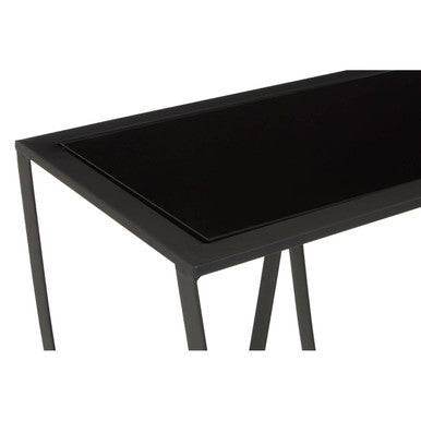 Orsina Console Table with a sleek black top and stylish metal frame for modern interiors
