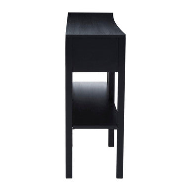 Orsina Console Table in Black Finish with Sleek Design and Bottom Storage Shelf