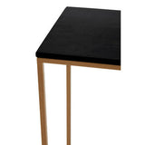Orsina Console Table with a sleek black surface and stylish gold frame for modern interiors