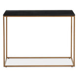 Orsina Console Table with a sleek black top and gold frame for modern interiors