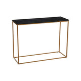 Orsina Console Table with a sleek black top and gold frame for modern living spaces