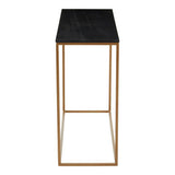 Orsina Console Table with a sleek black top and gold metal frame for modern interiors