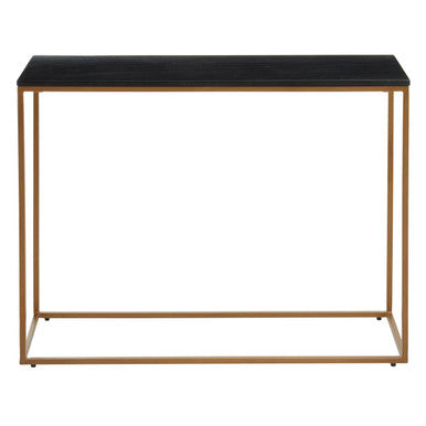 Orsina Modern Console Table with a Black Top and Gold Metal Frame for Stylish Entryways