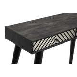 Orsina Console Table with Unique Geometric Drawer Design and Sleek Black Finish
