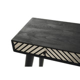 Orsina Console Table with a sleek black finish and decorative drawer design for stylish decor