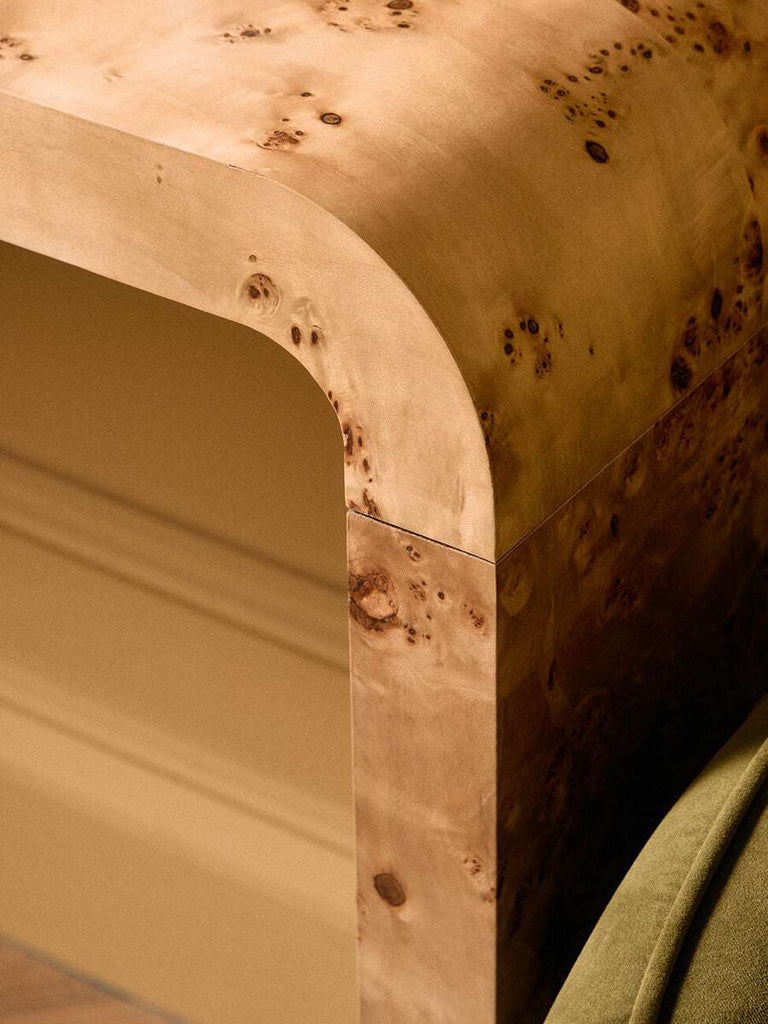 Mota Burl Wood Design Curved Console Table Orsina