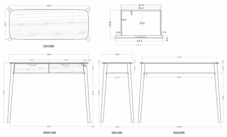Fishe and Lilly modern console table with two drawers and a sleek design for stylish home decor