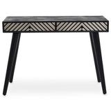 Orsina Console Table with Geometric Drawer Design and Stylish Black Legs