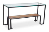 Orsina Console Table with Glass Top and Wooden Shelf for Modern Interiors