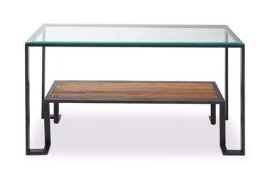 Orsina Console Table with Glass Top and Wooden Shelf for Modern Living Spaces