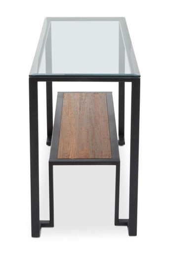 Modern Orsina Console Table with a Glass Top and Wooden Shelf for Stylish Home Decor