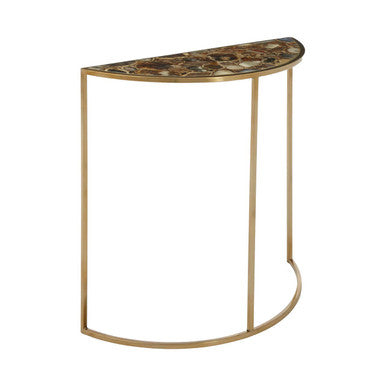 Orsina Console Table with a Stylish Half-Moon Design and Elegant Gold Metal Frame