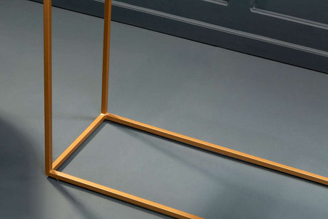 Elegant Orsina Console Table featuring a sleek gold metal frame design