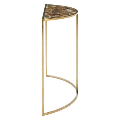Orsina Console Table with a half-moon marble top and gold metal frame for stylish interiors