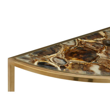 Orsina Console Table with a Unique Stone Top and Elegant Gold Finish for Home Decor