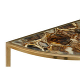 Orsina Console Table with a Unique Stone Top and Elegant Gold Finish for Home Decor