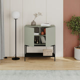 Decortie console table in green with storage compartments and minimalist design for modern interiors